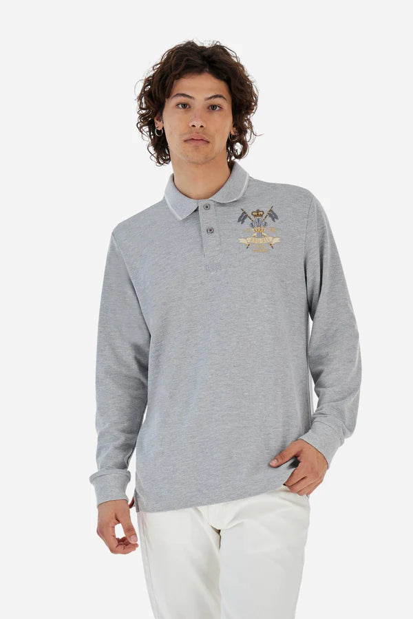 La Martina Men’s Polo Stretch Piqué Heraldic | Light Grey