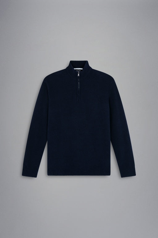 Paul & Shark Re-Wool Half Zip Pullover with Iconic Badge | Navy