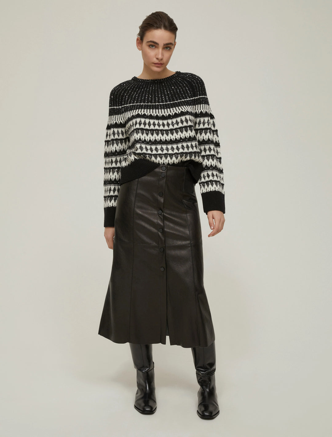 PennyBlack Sibilla Coated Jersey Midi Skirt | Black