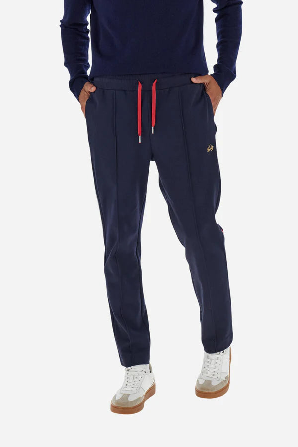 La Martina Men’s Joggers Cotton Interlock Fleece with Colour Bands | Navy