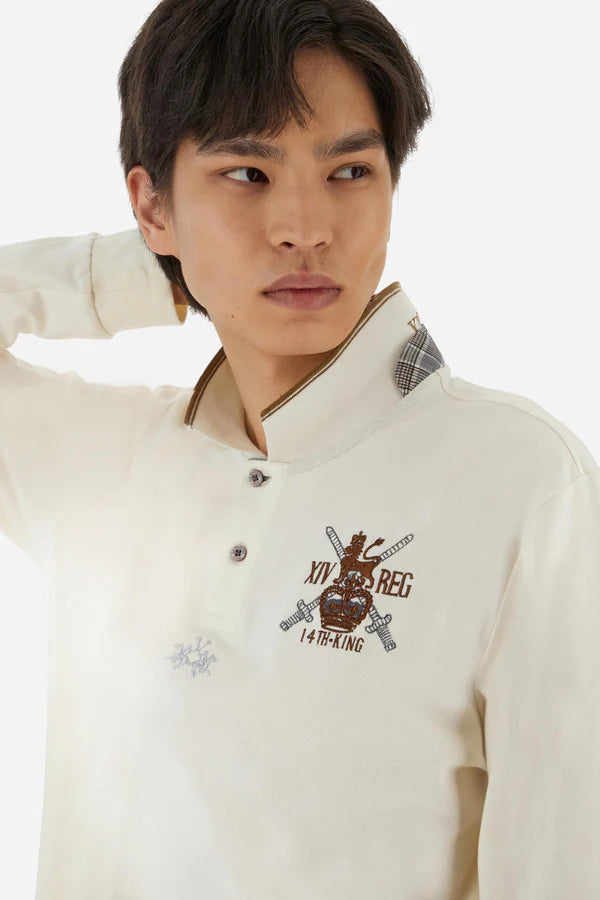 La Martina Men’s Polo Stretch Piqué Heraldic | Cream