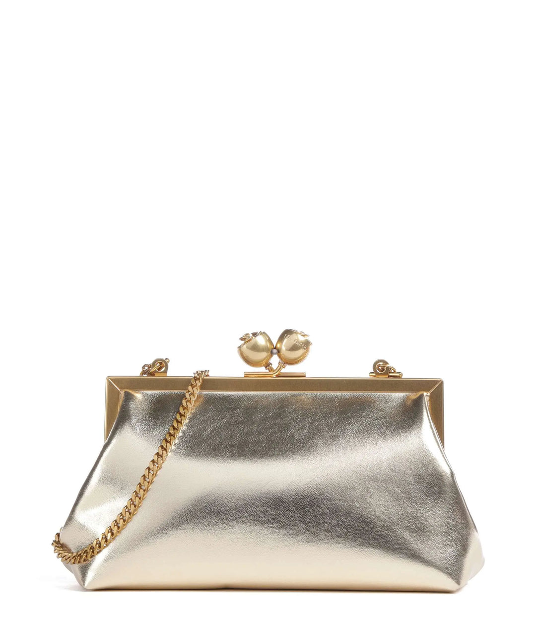 Ted Baker Sylviii Rose Detail Leather Metallic Clutch Bag | Gold