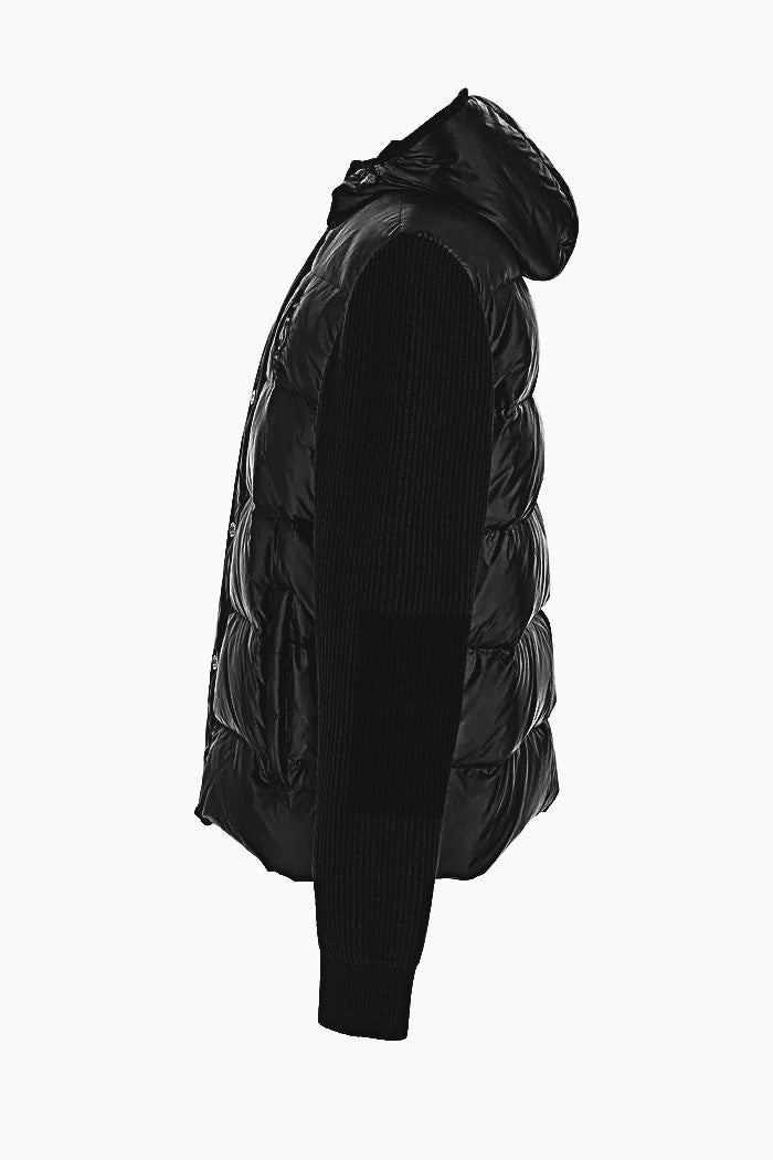 La Martina Men’s Iridescent Nylon Down Jacket Knit Sleeves | Black