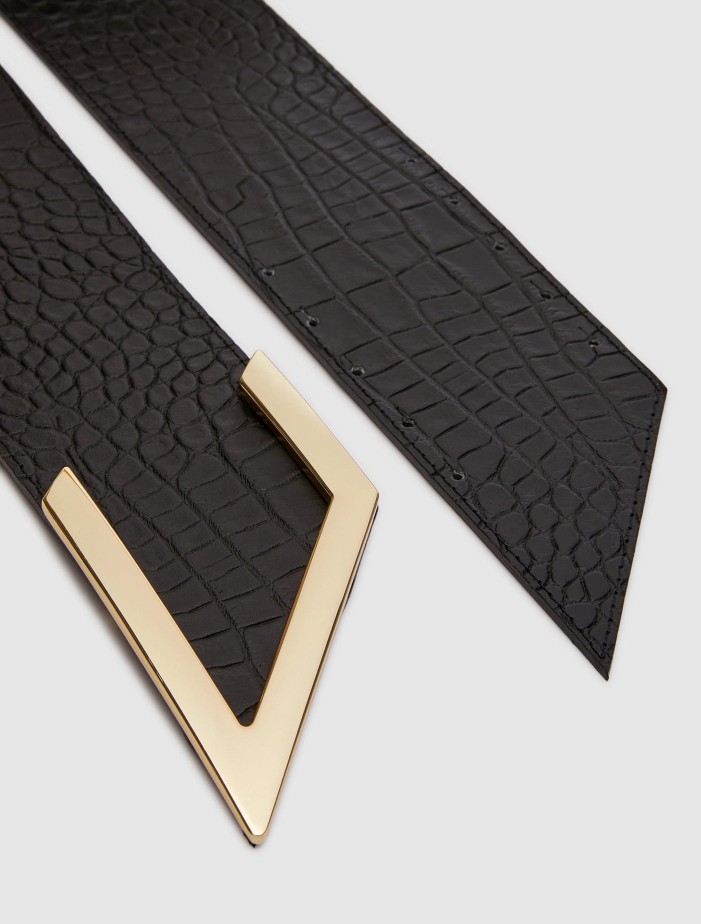 Penny Black Crocodile-print Leather Belt | Black