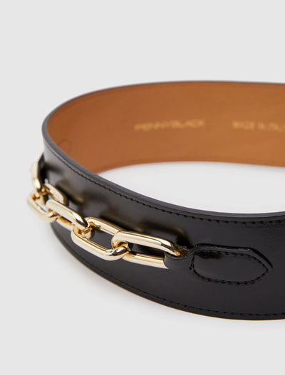 Penny Black Belt with Chain | Black