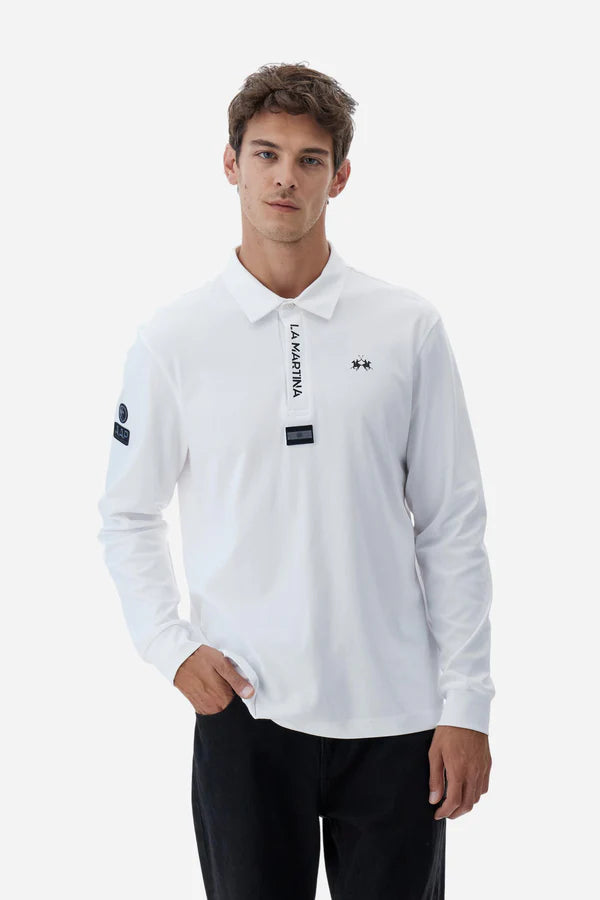 La Martina Men’s Polo Shirt in Fluid Jersey Asociación Argentina de Polo (AAP) | White