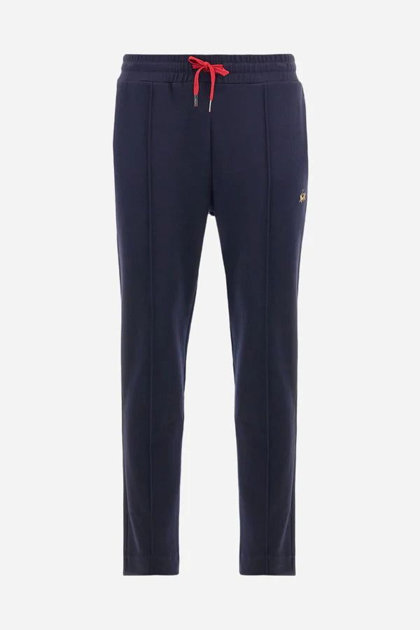 La Martina Men’s Joggers Cotton Interlock Fleece with Colour Bands | Navy