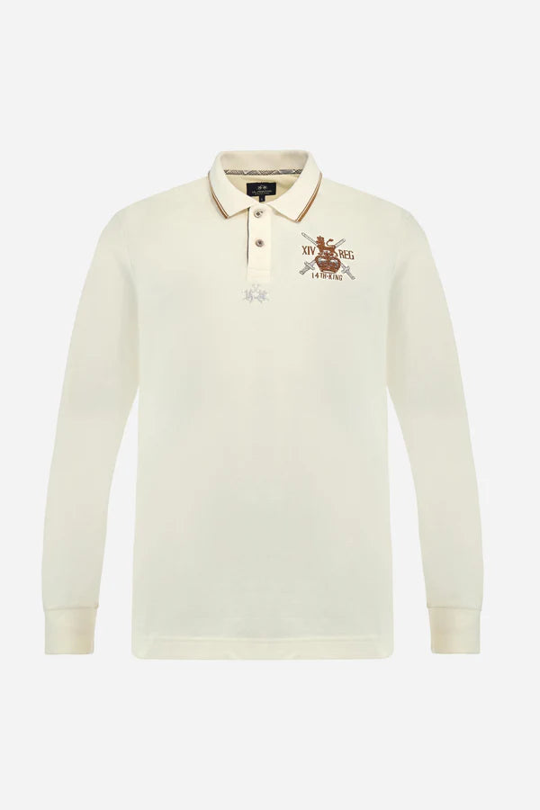 La Martina Men’s Polo Stretch Piqué Heraldic | Cream