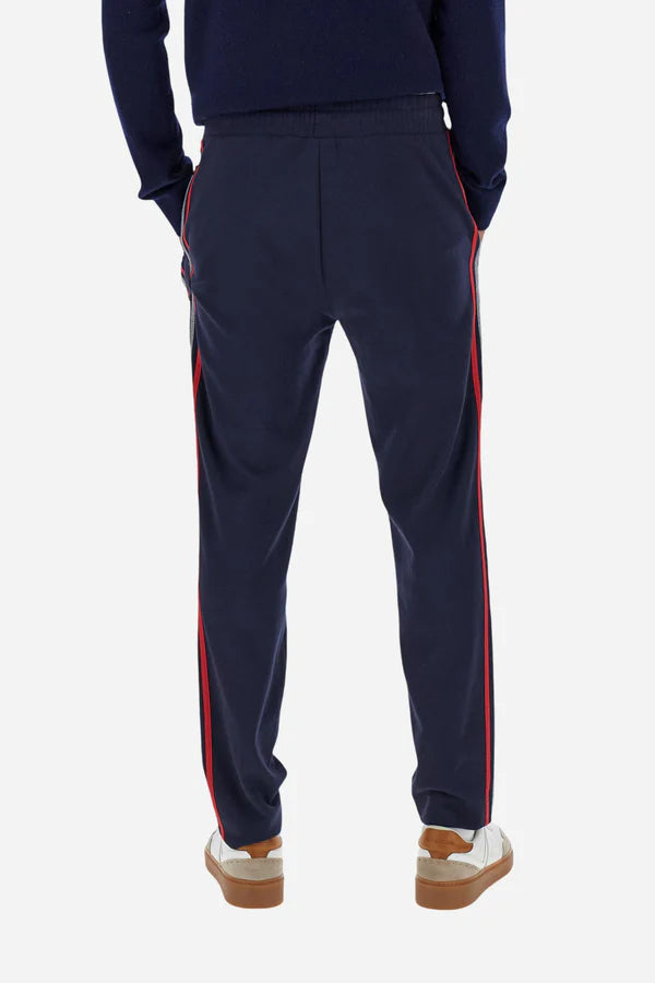 La Martina Men’s Joggers Cotton Interlock Fleece with Colour Bands | Navy