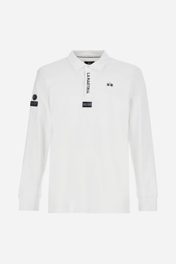 La Martina Men’s Polo Shirt in Fluid Jersey Asociación Argentina de Polo (AAP) | White