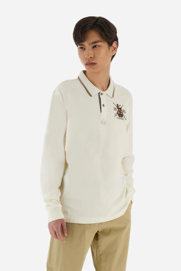 La Martina Men’s Polo Stretch Piqué Heraldic | Cream