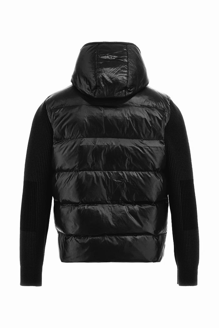 La Martina Men’s Iridescent Nylon Down Jacket Knit Sleeves | Black