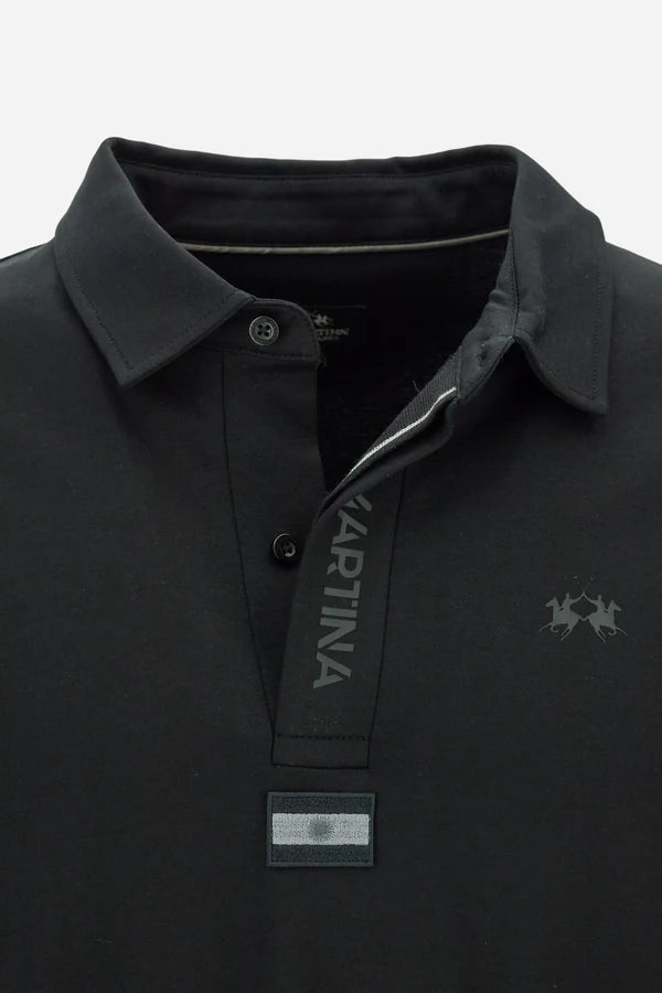 La Martina Men’s Polo Shirt in Fluid Jersey Asociación Argentina de Polo (AAP) | Black