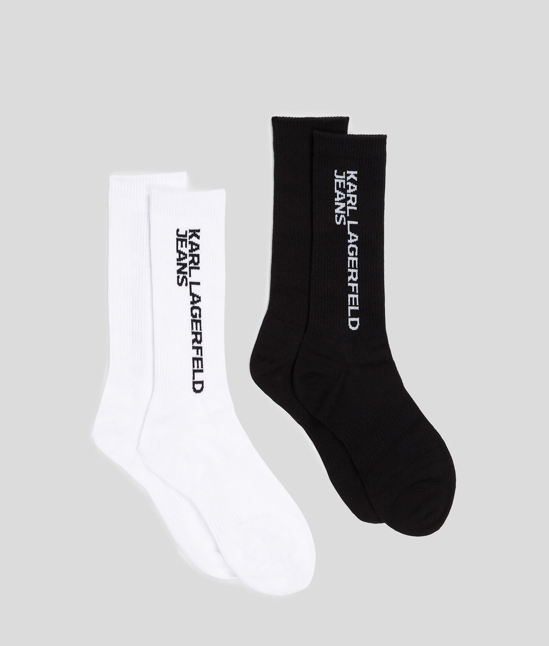 Karl Lagerfeld Women's Logo Socks 2 Pack | White/Black