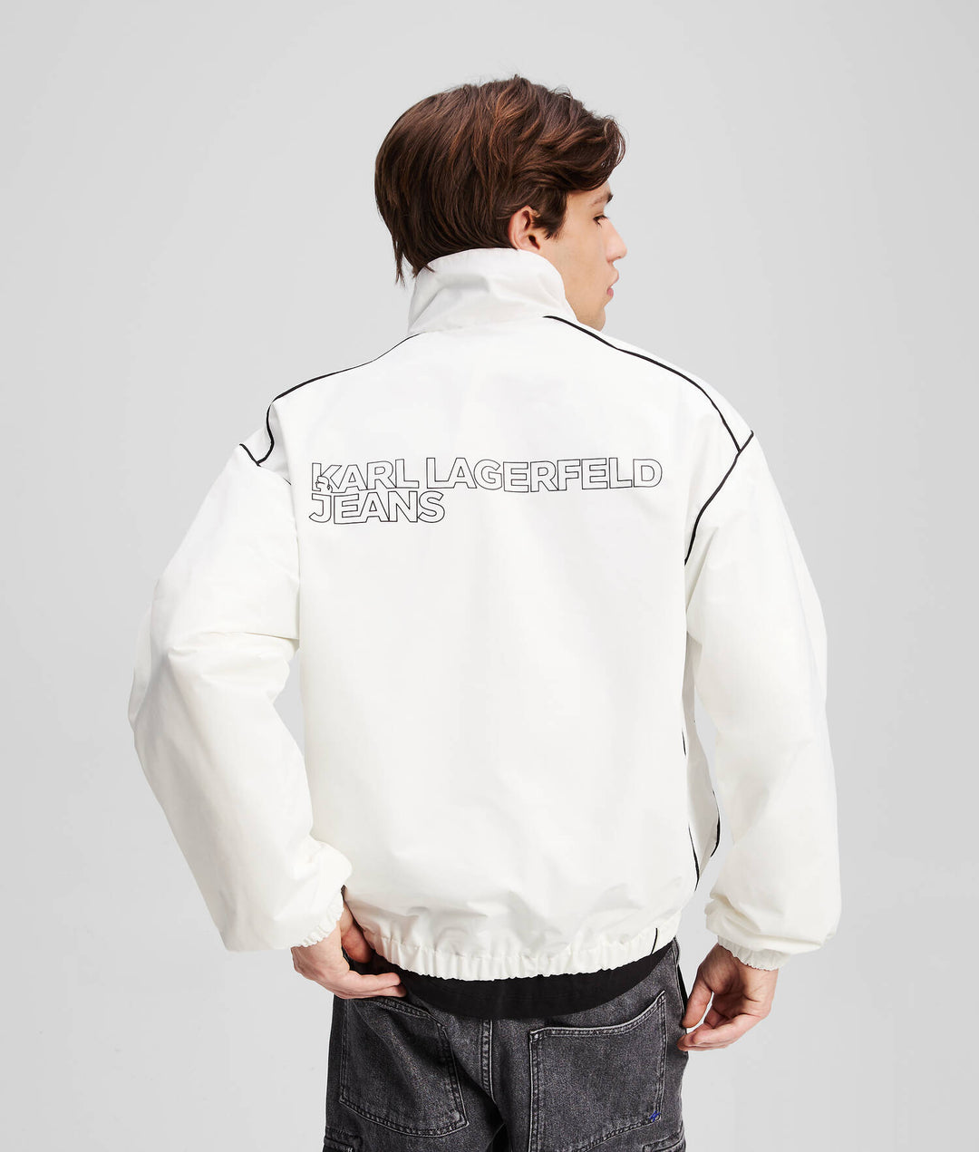Karl Lagerfeld Logo Piping Jacket | White