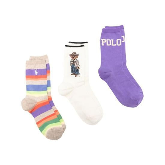 Ralph Lauren 3 Pack Women's Socks Gift Box | Lilac/Ivory/Multi