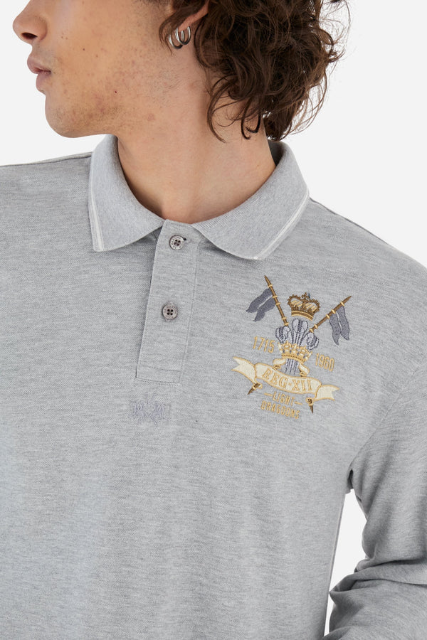 La Martina Men’s Polo Stretch Piqué Heraldic | Light Grey