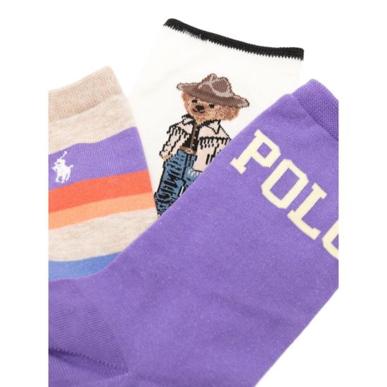 Ralph Lauren 3 Pack Women's Socks Gift Box | Lilac/Ivory/Multi