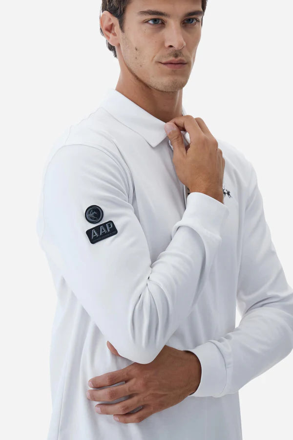 La Martina Men’s Polo Shirt in Fluid Jersey Asociación Argentina de Polo (AAP) | White