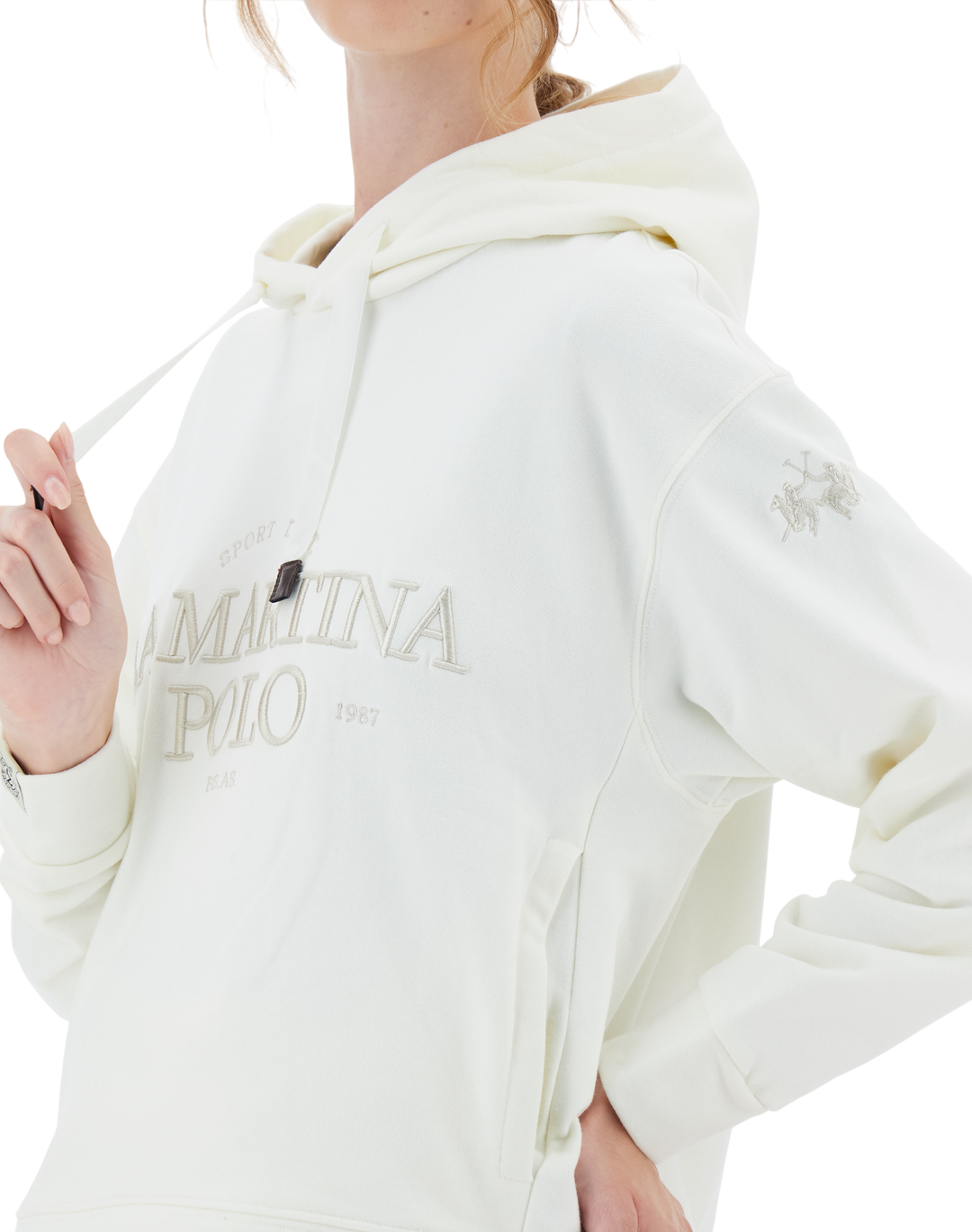 La Martina Women’s Hoodie in French Terry Royal Polo | White
