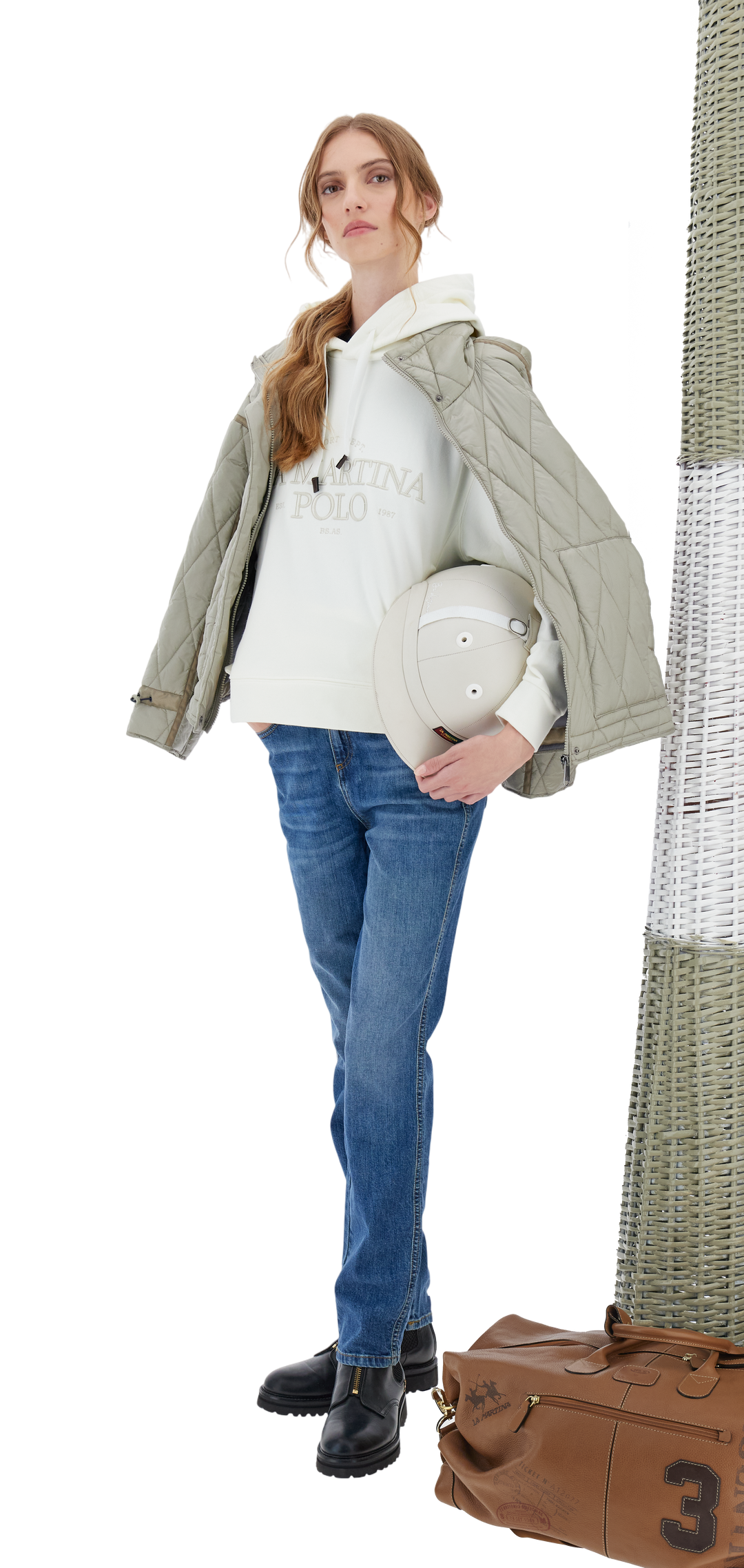 La Martina Women’s Hoodie in French Terry Royal Polo | White