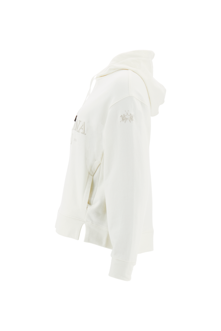 La Martina Women’s Hoodie in French Terry Royal Polo | White