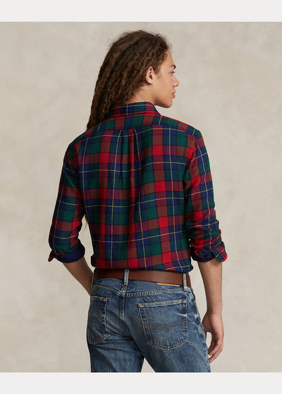 Ralph Lauren Custom Fit Checked Double-Faced Shirt | Red/Green