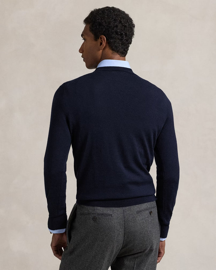 Ralph Lauren Slim Fit Washable Wool Crewneck Jumper | Hunter Navy