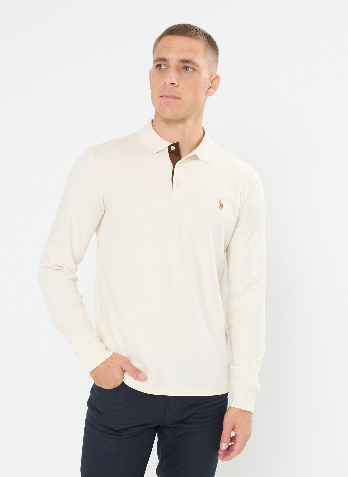 Ralph Lauren Soft Cotton Interlock Custom Slim Fit Polo Shirt | Herbal Milk