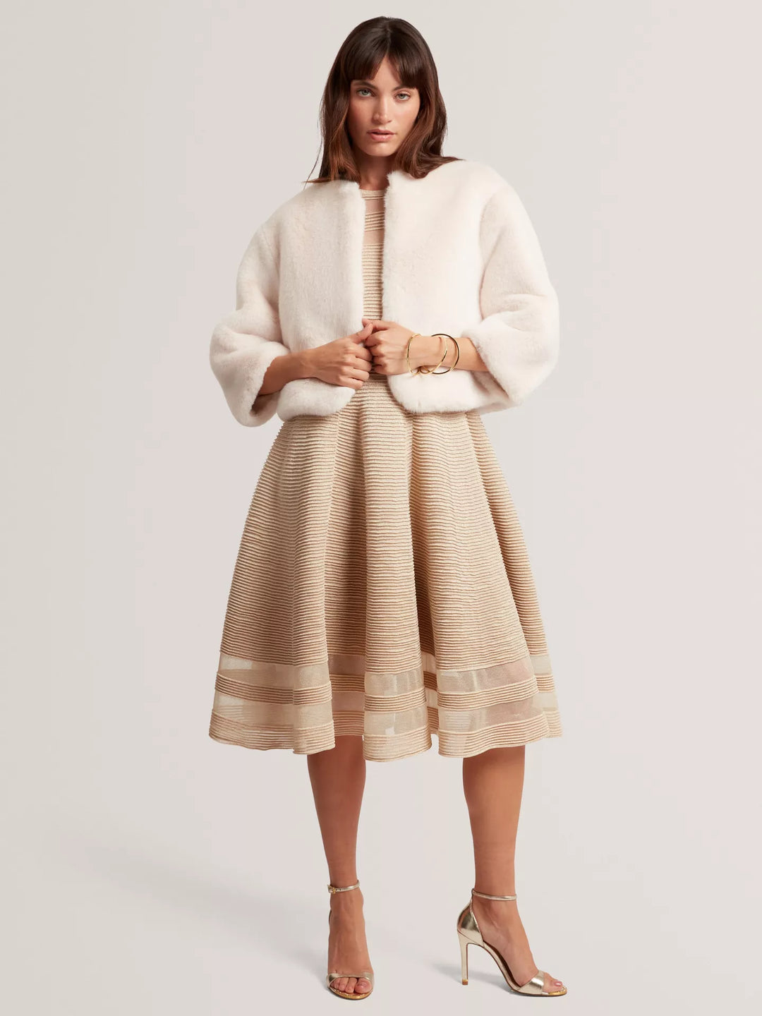 Ted Baker Primmra Cropped Faux Fur Jacket | Ivory