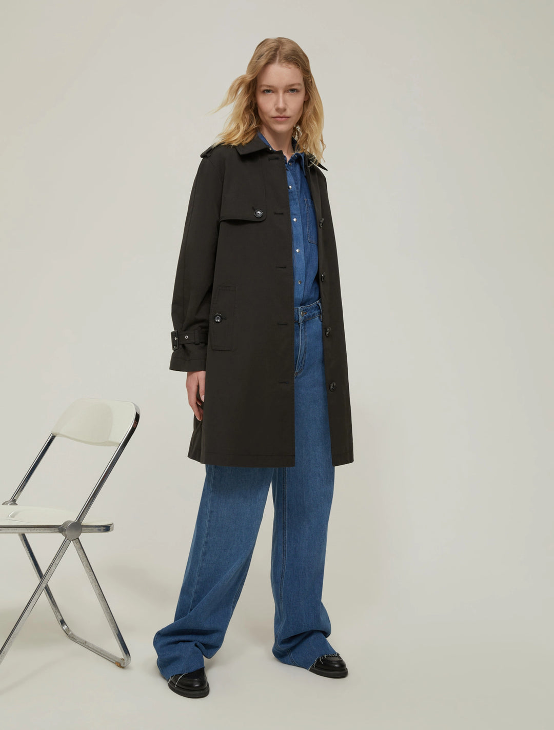 PennyBlack Rigel Single Breasted Gabardine Raincoat | Black