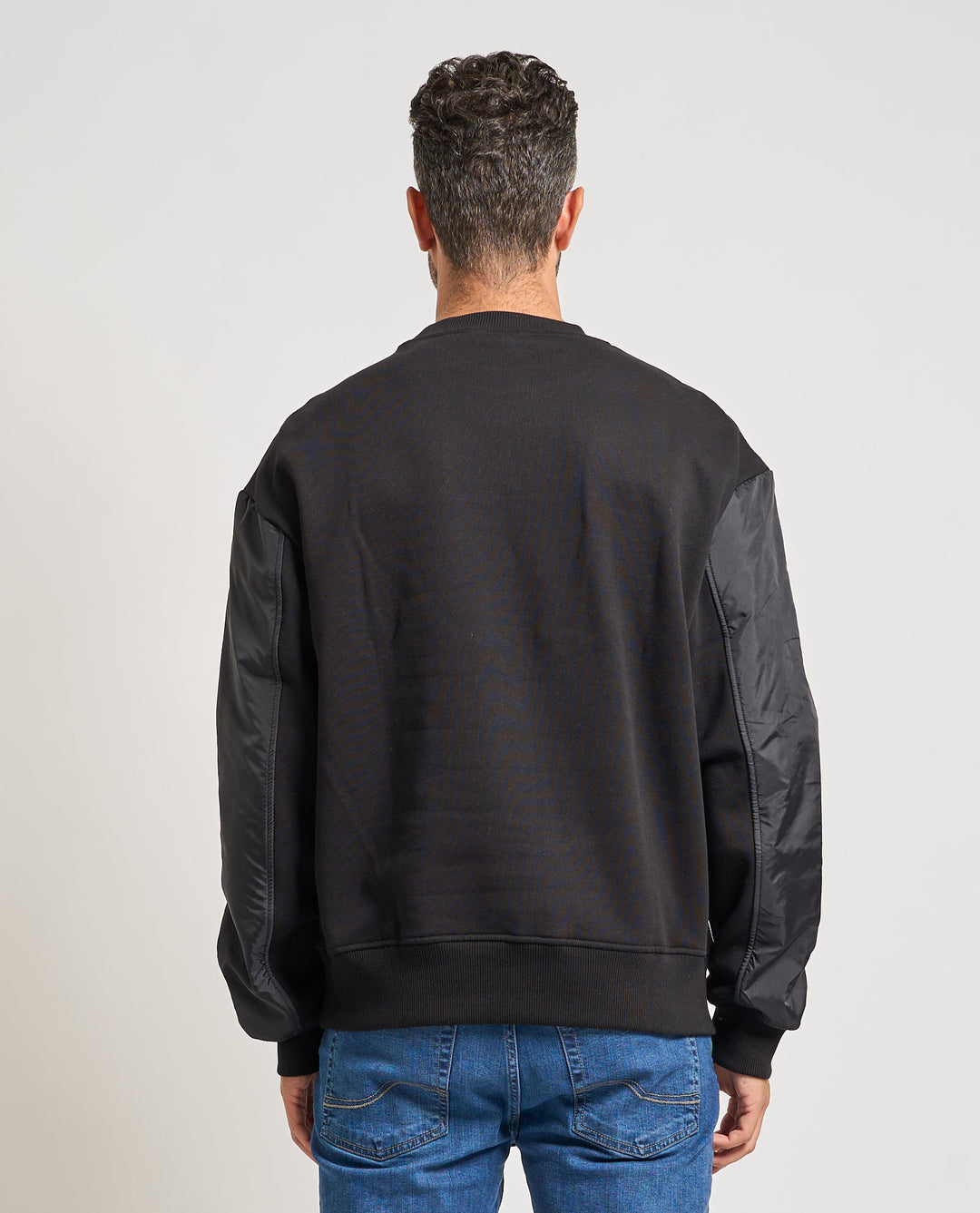 Karl Lagerfeld Men's Relaxed Mixed Sweatershirt | Black