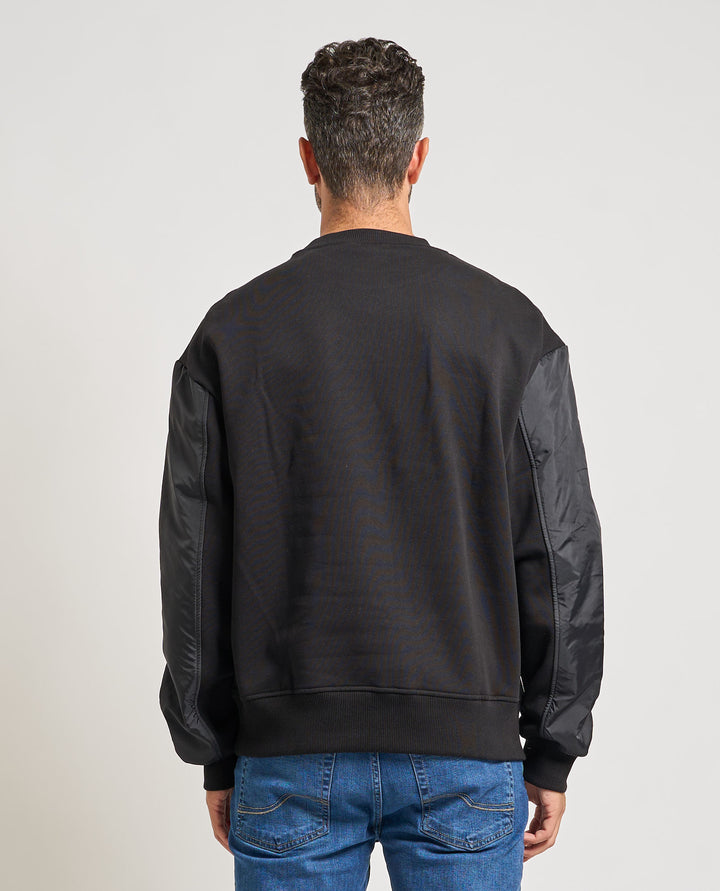Karl Lagerfeld Men's Relaxed Mixed Sweatershirt | Black