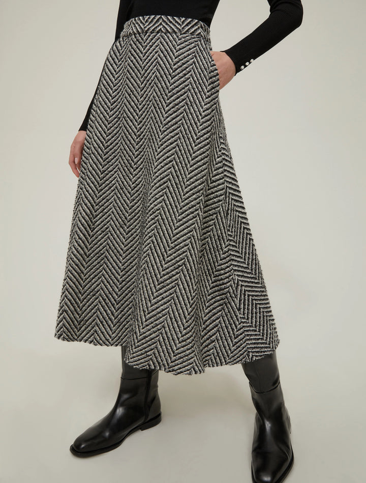 PennyBlack Nido Herringbone Skirt | Black/White