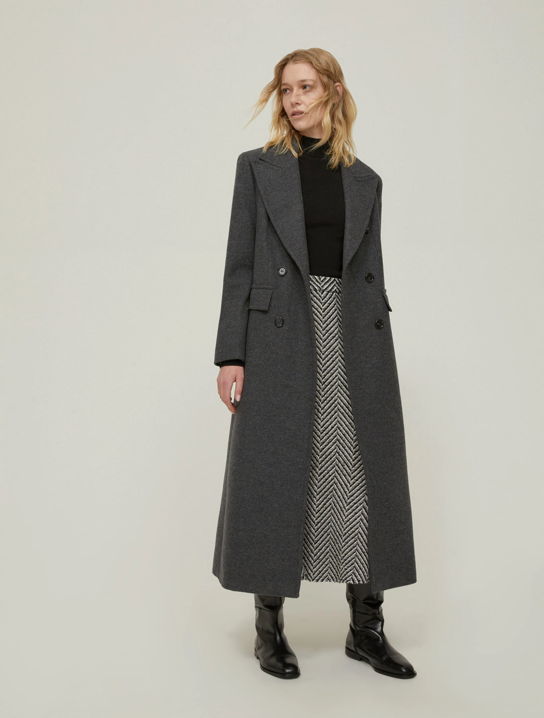 PennyBlack Nido Herringbone Skirt | Black/White