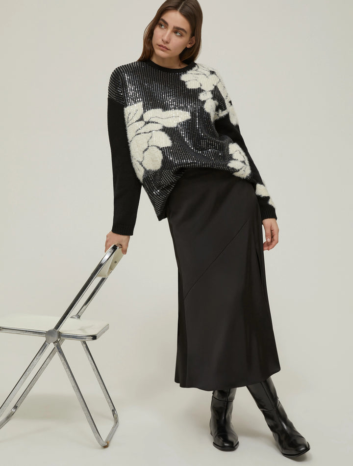 PennyBlack Satin Fox Skirt | Black