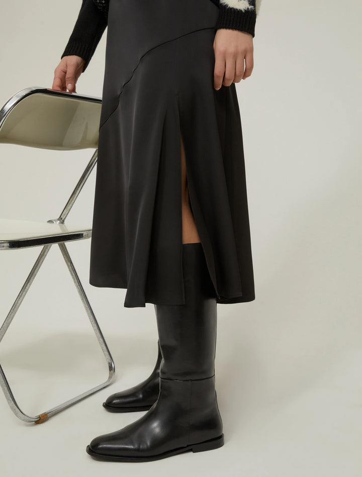 PennyBlack Satin Fox Skirt | Black