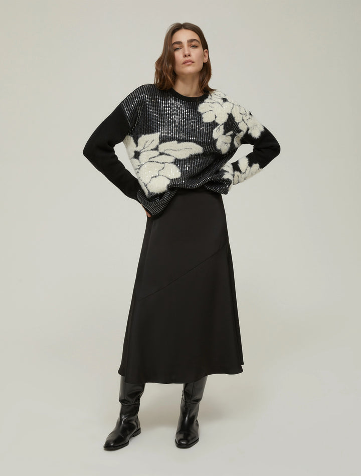 PennyBlack Satin Fox Skirt | Black