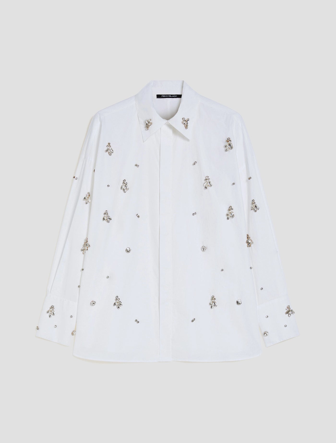 PennyBlack Rhinestone-Adorned Poplin Shirt | White