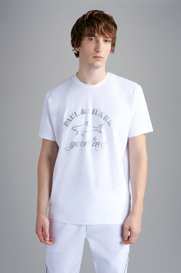 Paul & Shark Cotton T-shirt with Reflex Shark | White