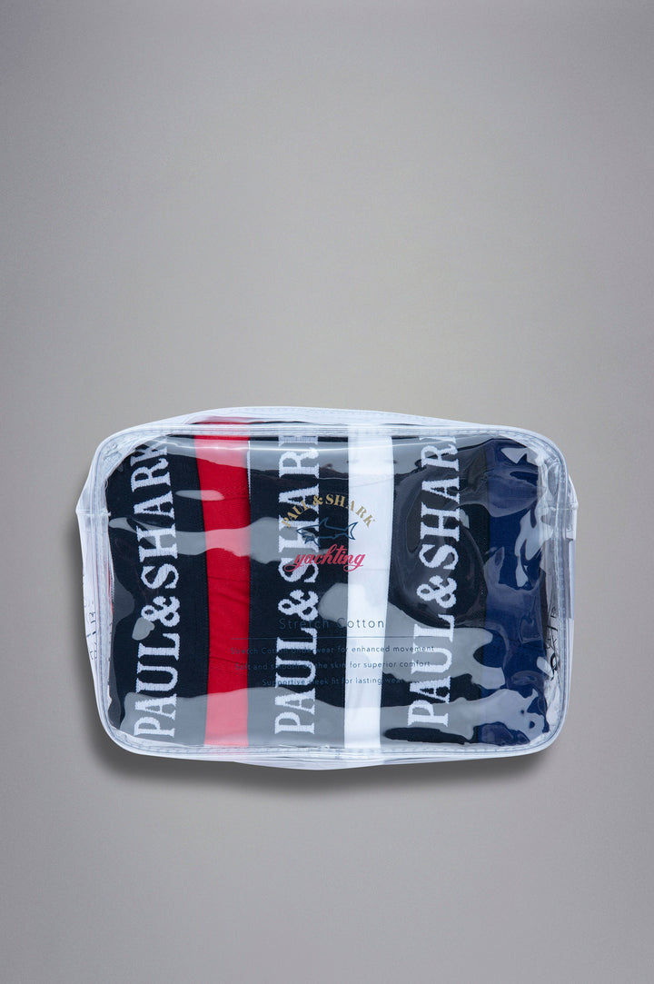 Paul & Shark Stretch Cotton Boxers 3-Pack | Navy/Red/White