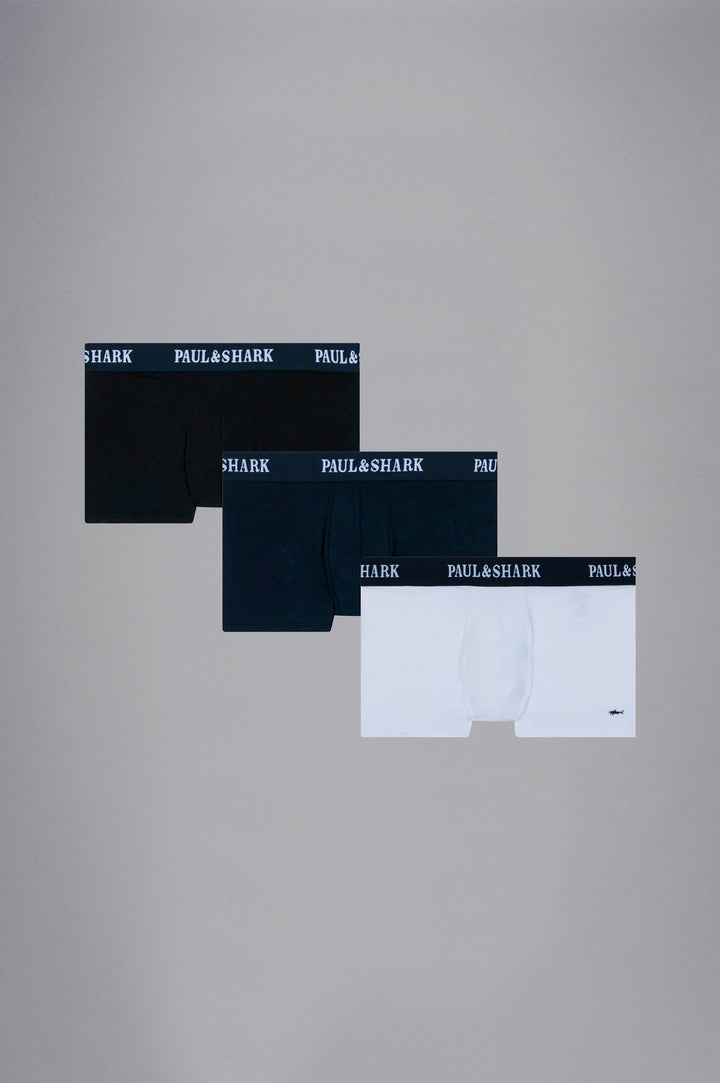 Paul & Shark Stretch Cotton Microfiber 3 Pack Boxer | Navy/Black/White