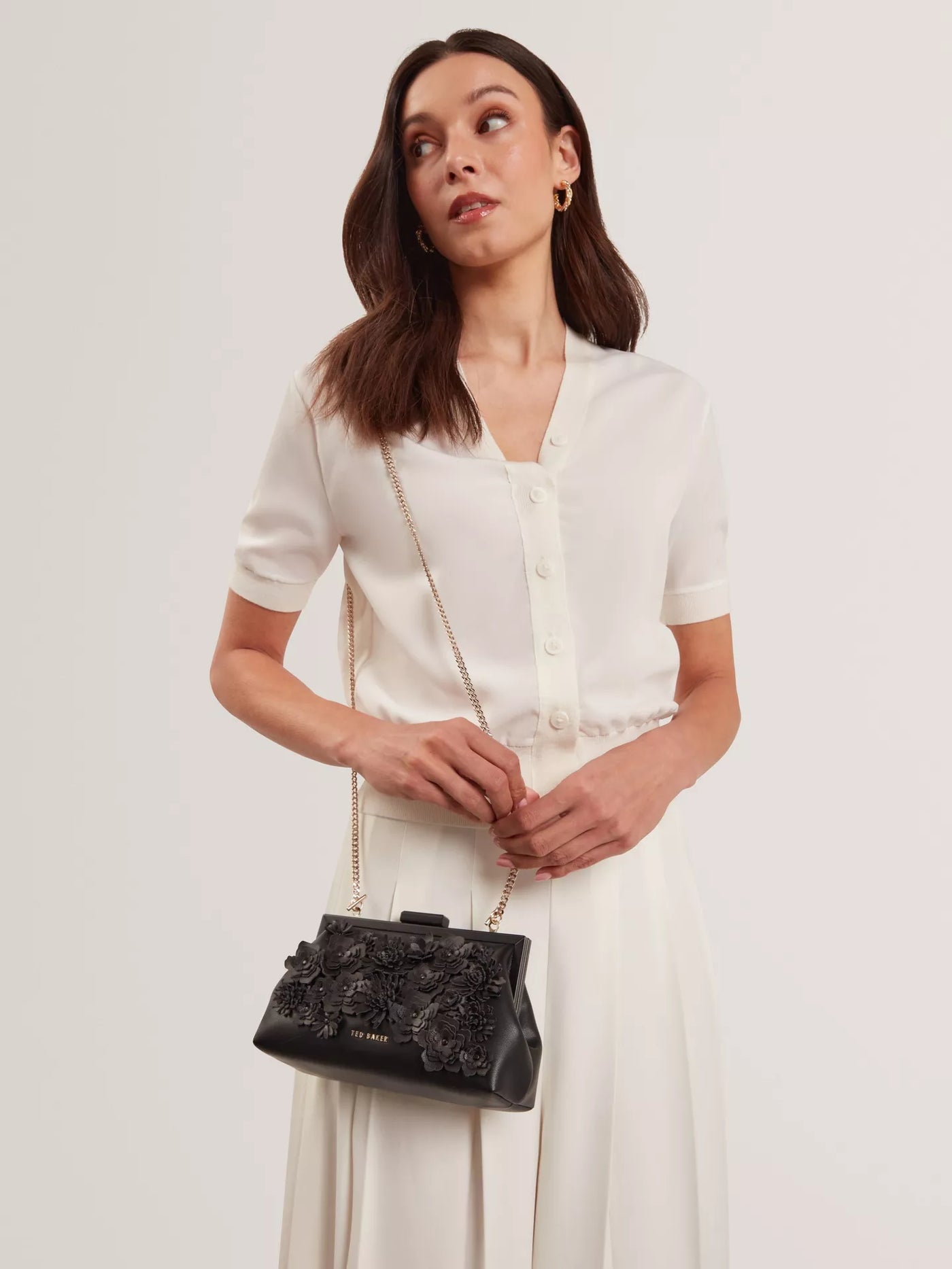 Ted Baker Fiorell Flower 3D Applique Clutch Bag | Black