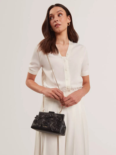 Ted Baker Fiorell Flower 3D Applique Clutch Bag | Black