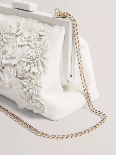 Ted Baker Fiorell Flower 3D Applique Clutch Bag | White