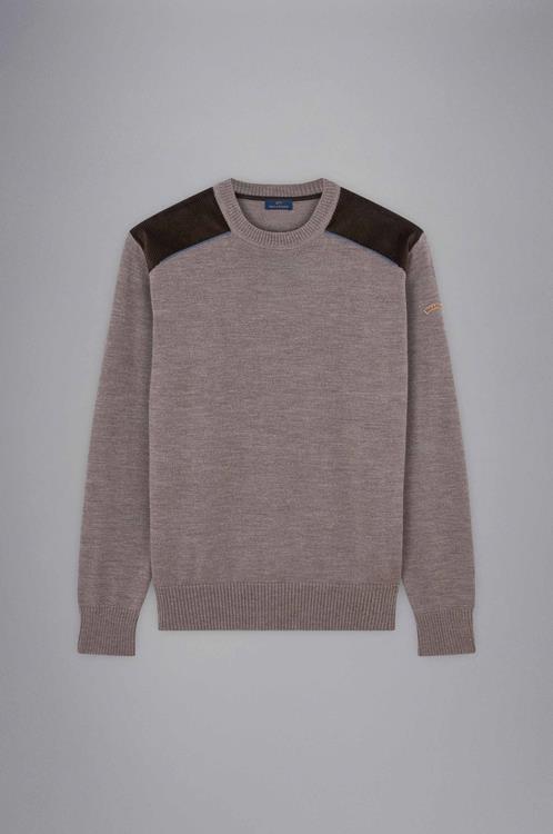 Paul & Shark Wool Crewneck Pullover with Moon Badge | Beige