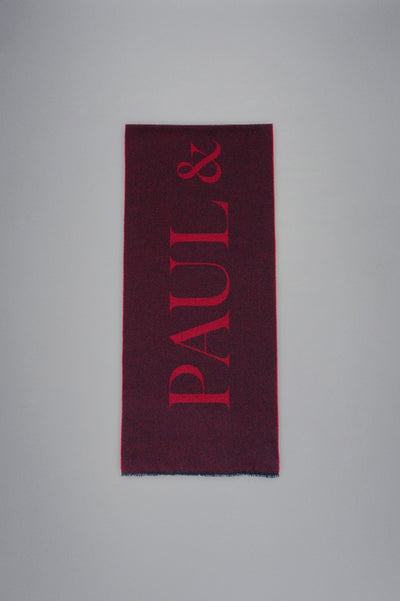 Paul & Shark Wool Scarf with Large P&S Letters | Red/Dark Red