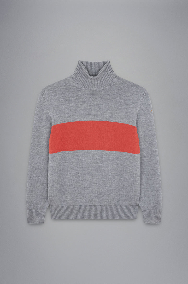 Paul & Shark Wool Turtleneck Sweater with Moon Badge | Grey