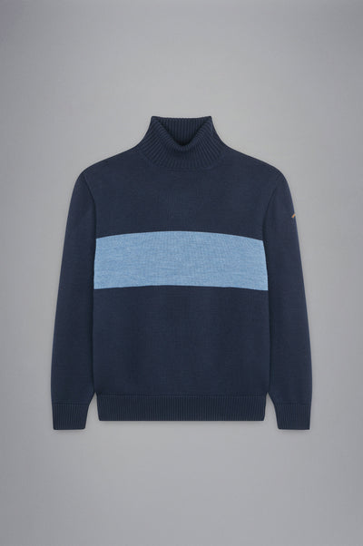 Paul & Shark Wool Turtleneck Sweater with Moon Badge | Blue