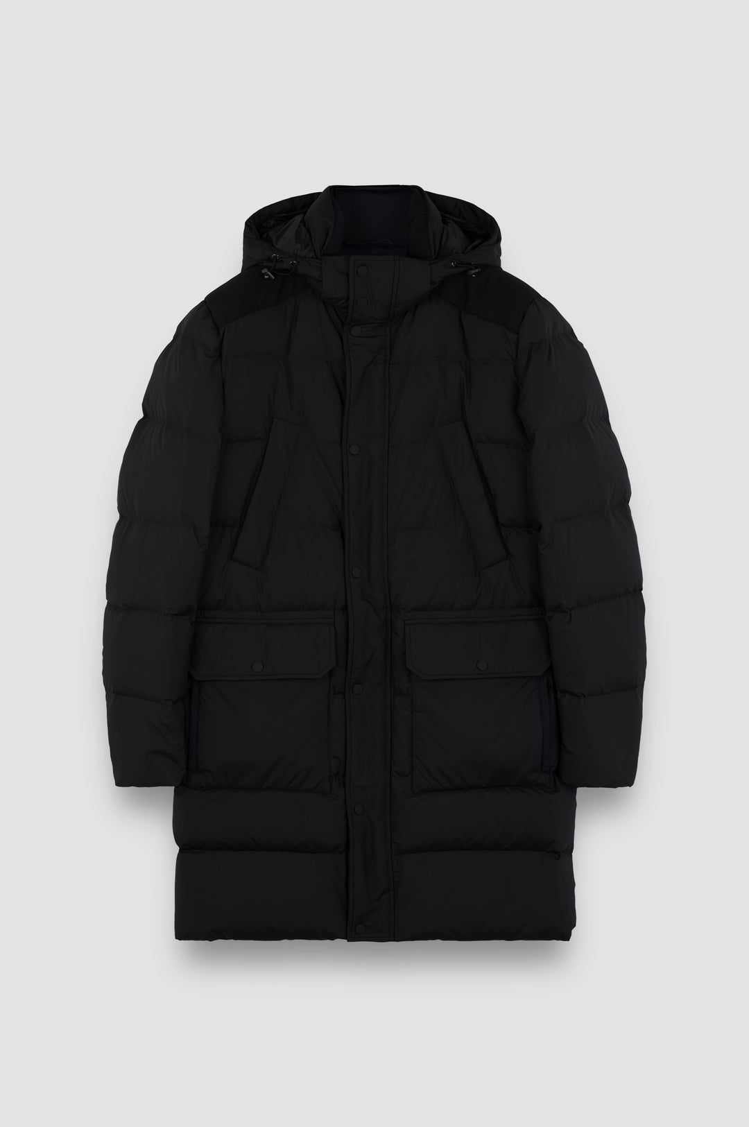 Paul & Shark Re-Goose Down Long Puffer with Shark Fin | Black